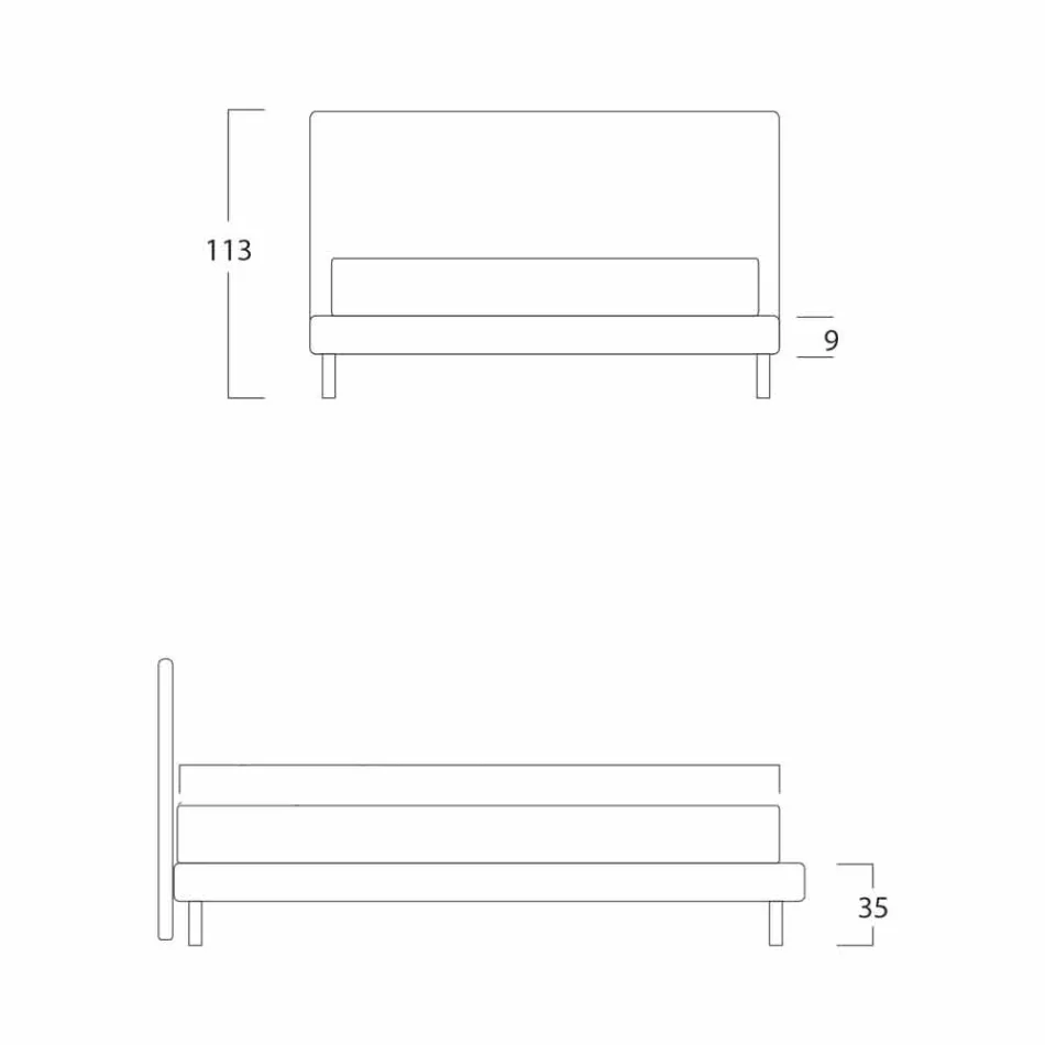 Modern double bed with thin base Gaya New by Bolzan Viadurini