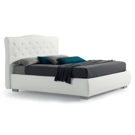 Modern Double Bed with Box and Quilted Headboard - London Viadurini