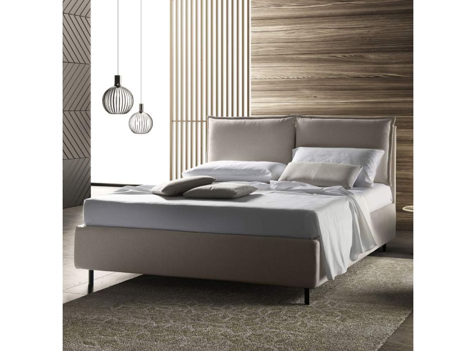 Modern Double Bed with Upholstered Headboard Made in Italy - Ernesta Viadurini