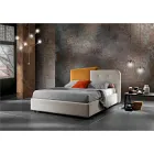 Modern Design Double Bed in Gray and Orange Velvet - Plorifon Viadurini