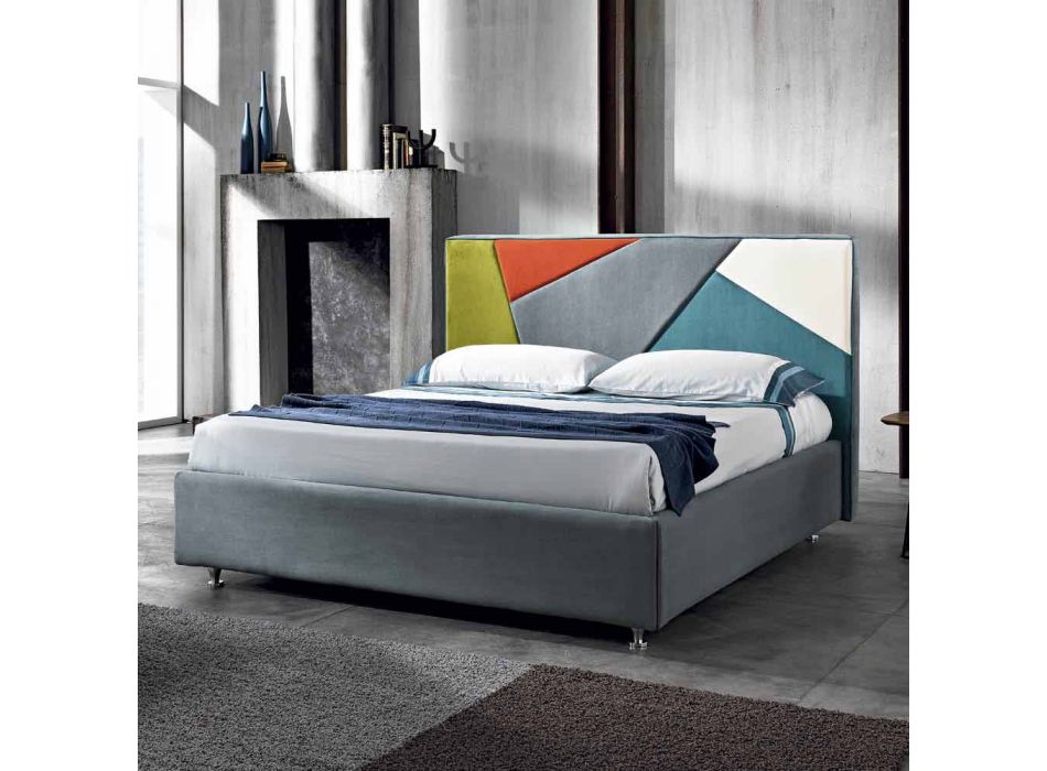 Modern padded double bed with lift box 160x190 / 200cm Mia Viadurini
