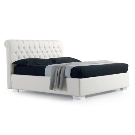 Modern Double Bed in Faux Leather with Storage - Ozzano Viadurini