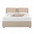 Modern Double Bed in Leatherette and Fabric Made in Italy - Zeldo