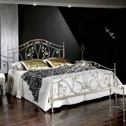 neoclassical double bed in full hand-forged iron Jessica Viadurini