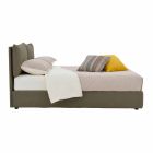 Double Bed Upholstered in Fabric with Black Feet Made in Italy - Bandola Viadurini
