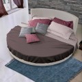 Round Double Bed of Design Covered in Tissue, Made in Italy - Rello
