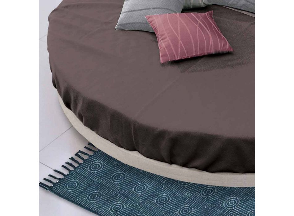 Round Design Double Bed Covered in Made in Italy Fabric - Rello Viadurini