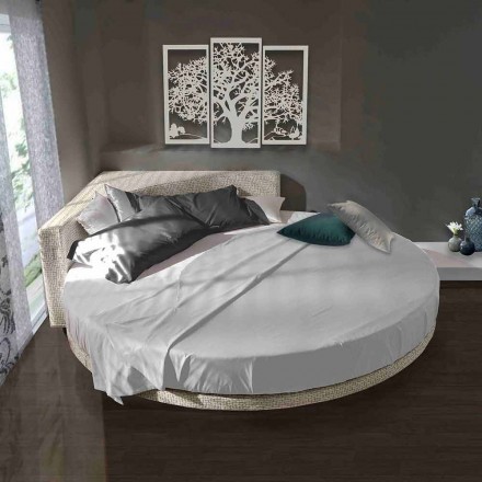 Modern Round Double Bed with Angular Headboard Made in Italy - Tima Viadurini