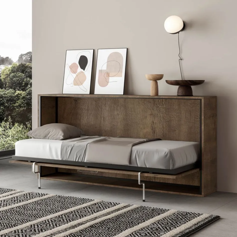 Horizontal Foldaway Single Bed Made in Italy - Collaborative Viadurini