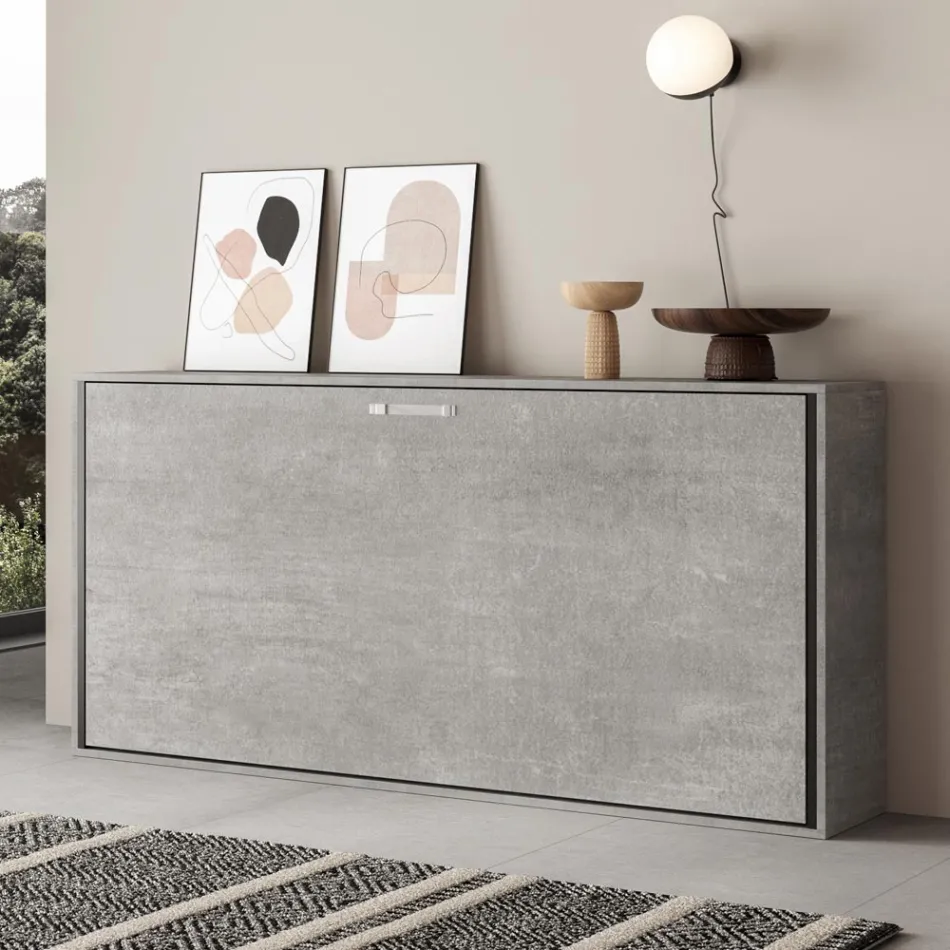 Horizontal Foldaway Single Bed Made in Italy - Collaborative Viadurini