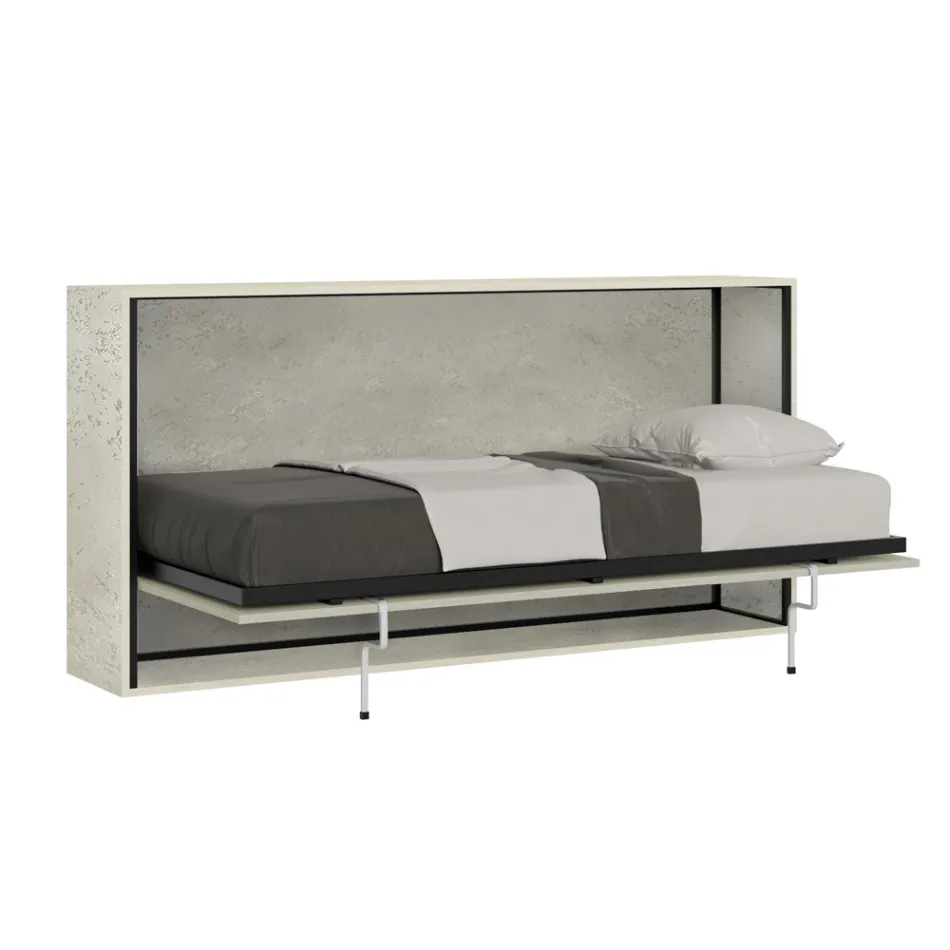 Horizontal Foldaway Single Bed Made in Italy - Collaborative Viadurini