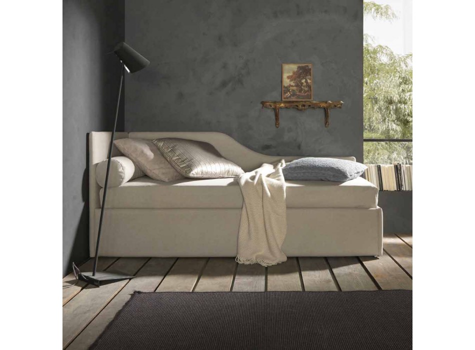 Single bed with shaped headboard and side panel, Line8 Bolzan Viadurini