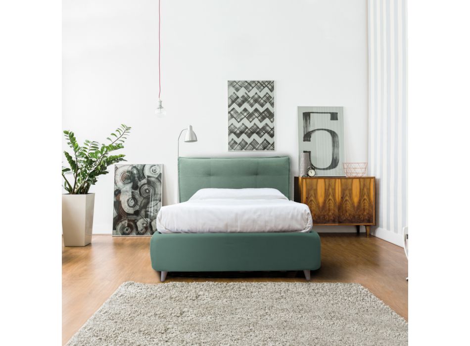 Single Upholstered Bed with Optional Storage Made in Italy - Akira Viadurini