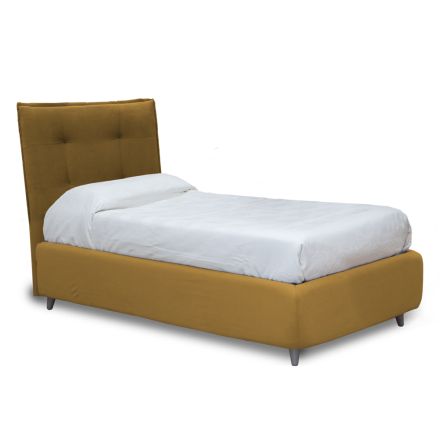 Single Upholstered Bed with Optional Storage Made in Italy - Akira Viadurini