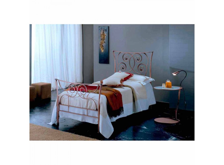 Wroughtiron single bed Ares, handmade in Italy.
