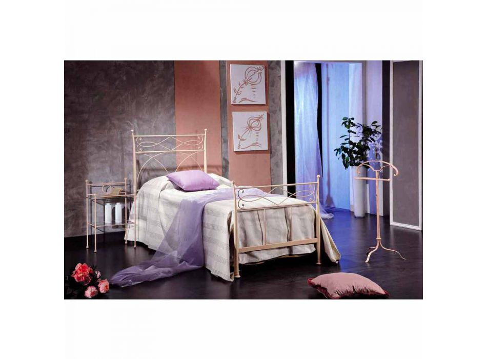 single bed in wrought iron hand forged Ambra, made in Italy Viadurini