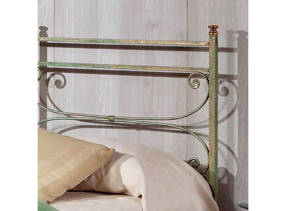 single bed in wrought iron hammered square Leila, made in Italy Viadurini