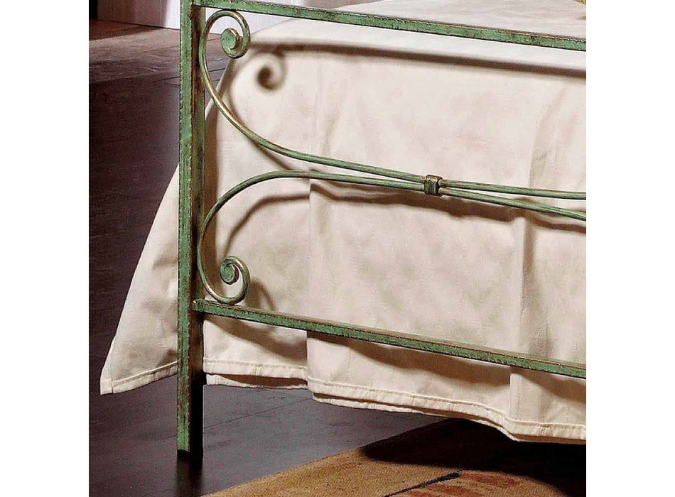 single bed in wrought iron hammered square Leila, made in Italy Viadurini
