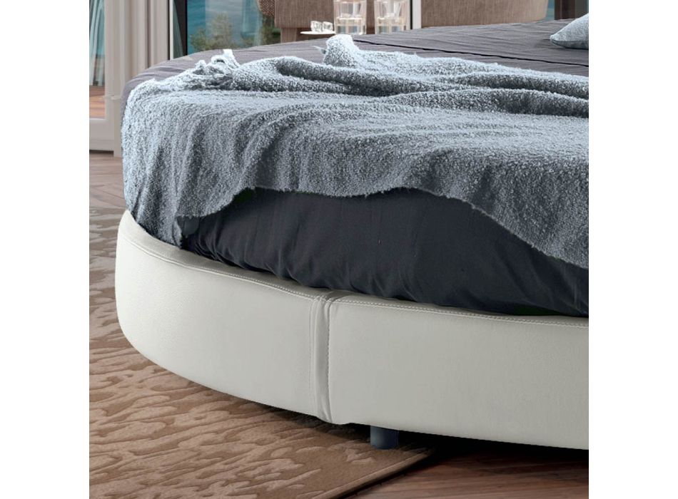 Round Design Double Bed Covered in Eco-Leather - Faenza Viadurini