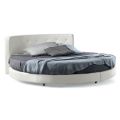 Design Round Double Bed Covered in Faux Leather - Faenza