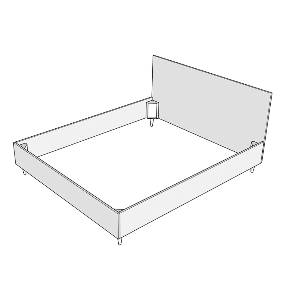 120x200 cm Queen Size Bed with Microfiber Headboard Made in Italy - Pallone Viadurini