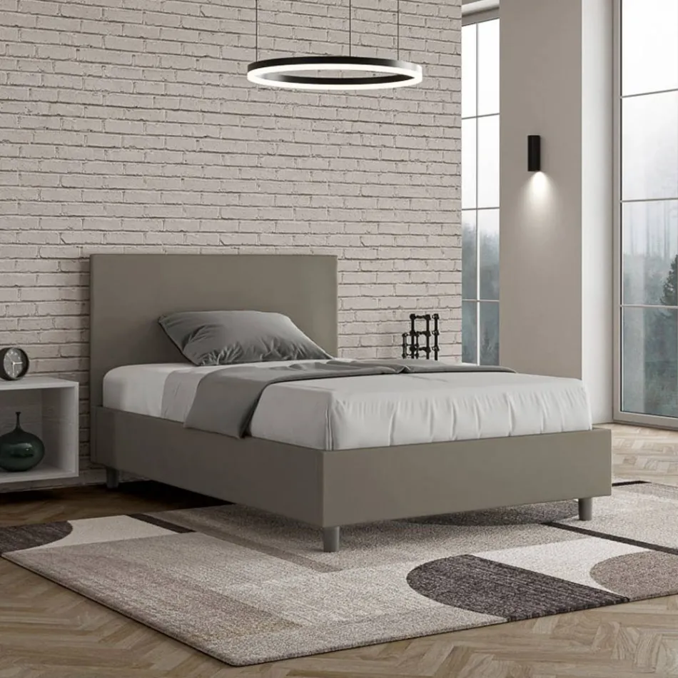 120x200 cm Queen Size Bed with Faux Leather Headboard Made in Italy - Pallone Viadurini