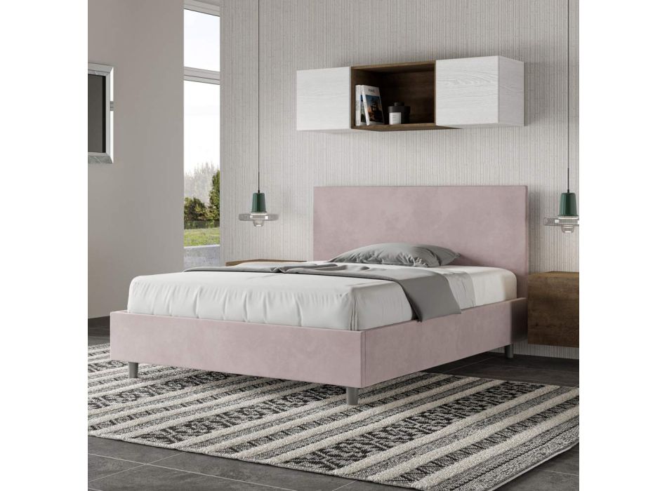 Queen Size Bed 140x200 cm with Microfibre Headboard Made in Italy - Pallone Viadurini