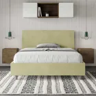 Double Bed 140x200 cm with Microfiber Headboard Made in Italy - Pallone Viadurini