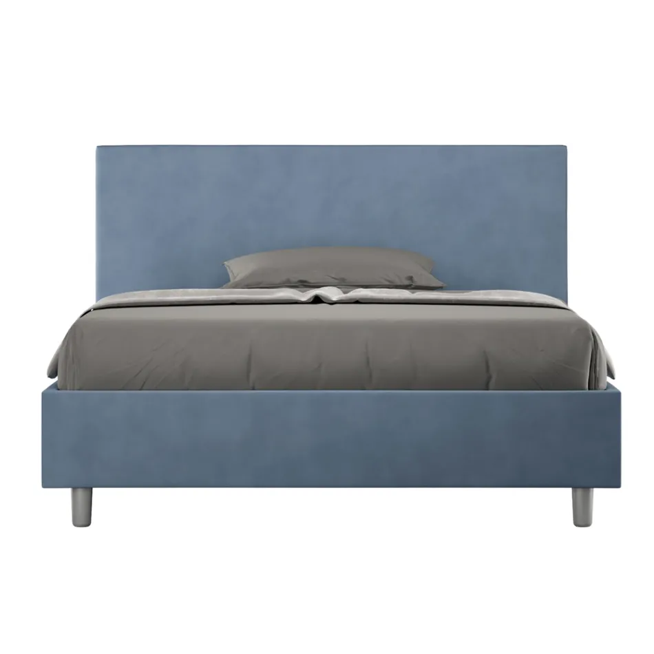 Double Bed 140x200 cm with Microfiber Headboard Made in Italy - Pallone Viadurini