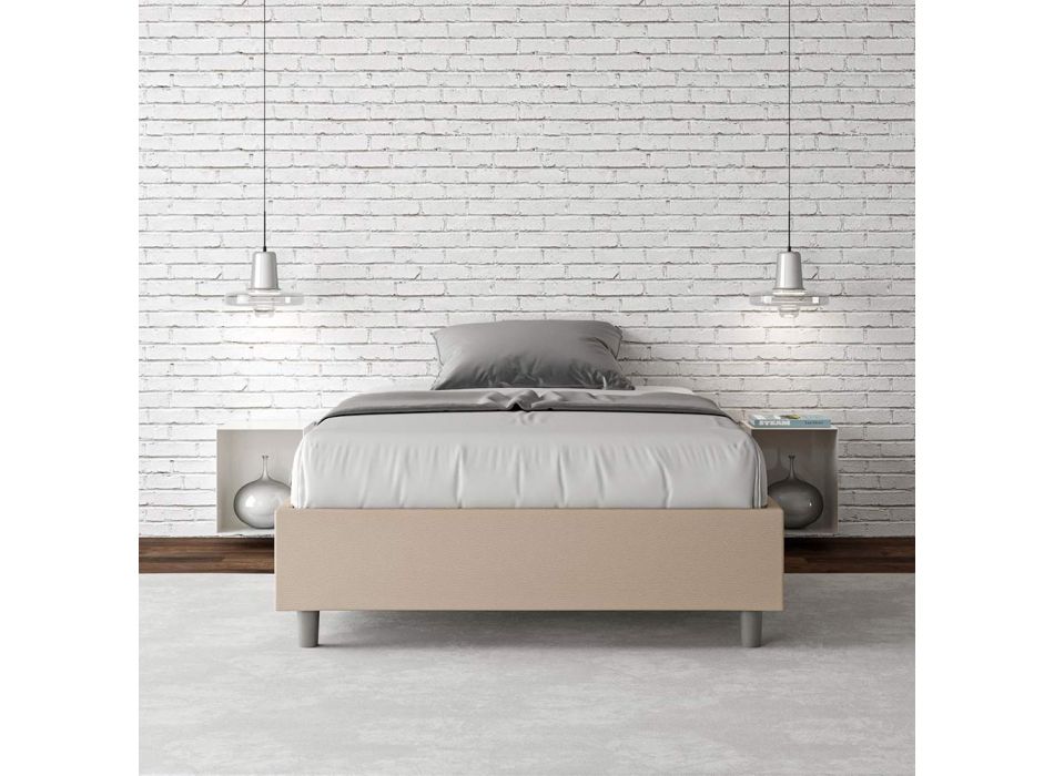 Double Bed 140x200 cm Covered in Faux Leather Made in Italy - Atleta Viadurini