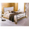Wrought-iron small double bed Idra Capitonné