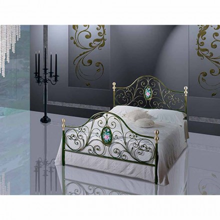 A bed and a Half Square Wrought Iron Turquoise Viadurini
