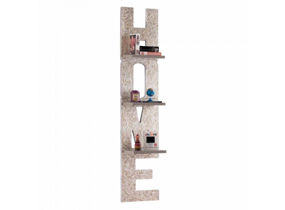 Wall bookcase decorated by hand design 3mensole made in Italy Olga Viadurini