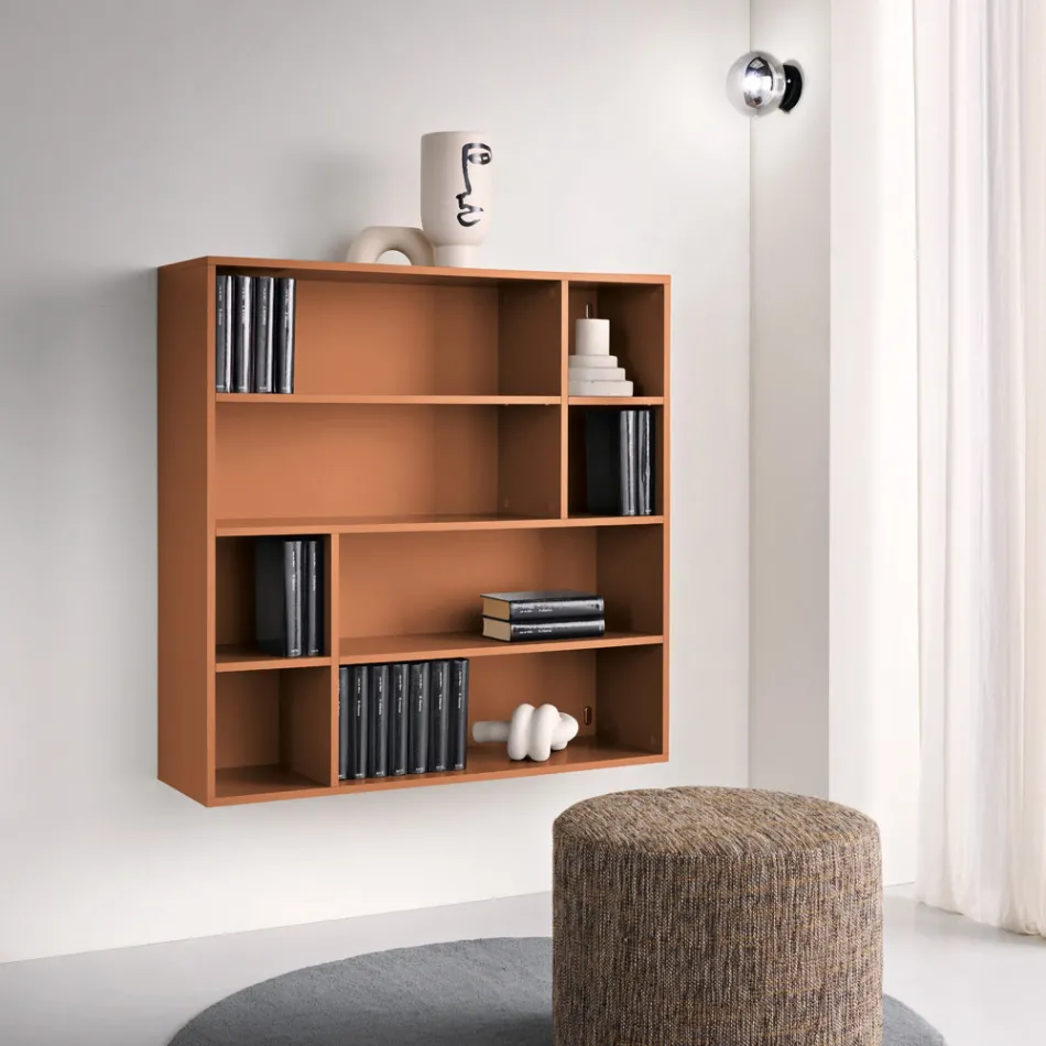 Designer Wall Bookcase in Melamine in Various Colors Made in Italy - Kea Viadurini