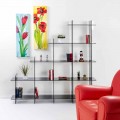 Modern wall-fixed bookcase Sfera3, fumé finish,  L180 x H180 x P30 cm