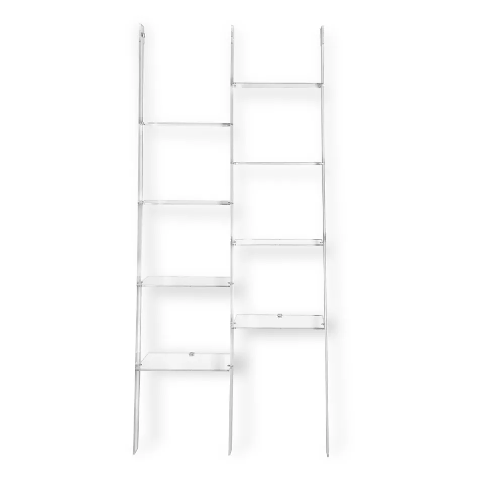 Wall Bookcase in Transparent Plexiglass Design up to 4 Elements - Trezza Viadurini