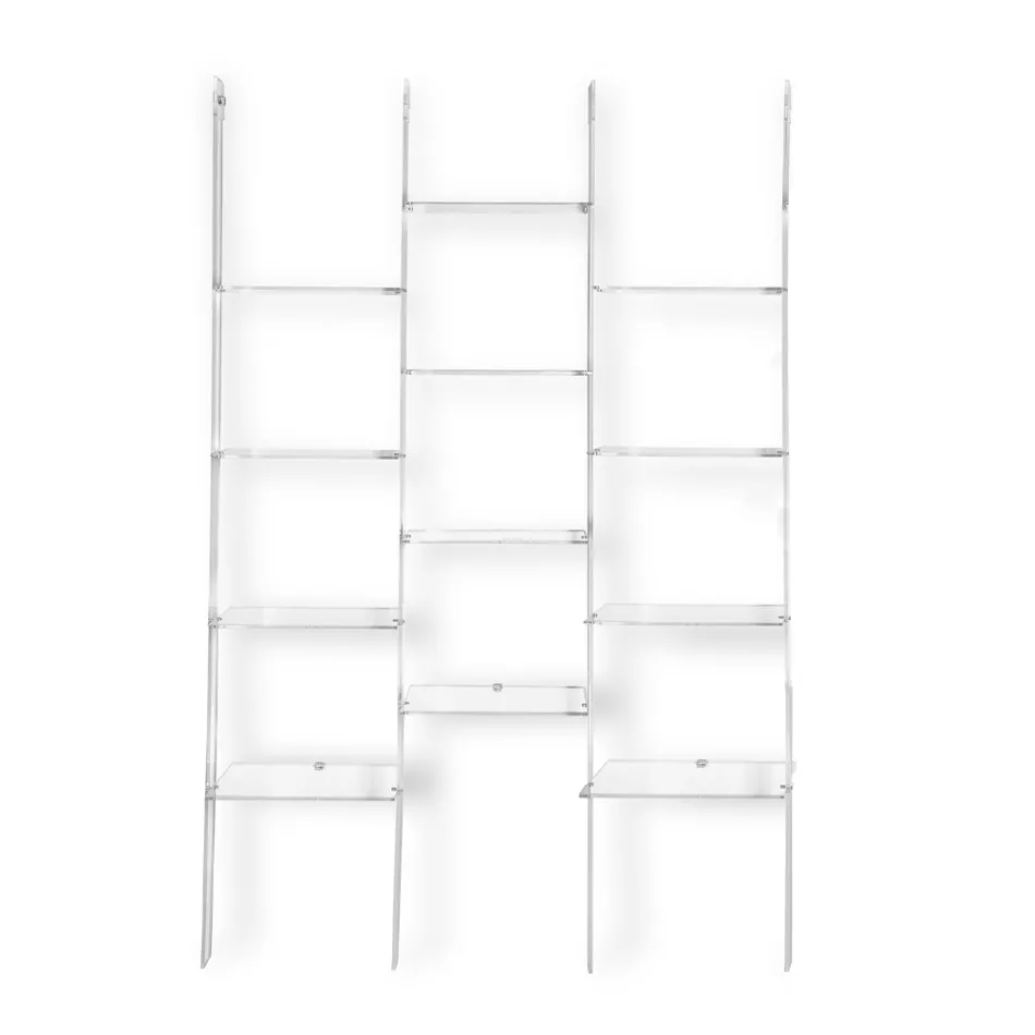 Wall Bookcase in Transparent Plexiglass Design up to 4 Elements - Trezza Viadurini