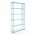 Freestanding bookcase in extra-clear glass with 6 shelves Made in Italy - Ramen