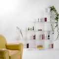 Wall-fixed bookcase Sfera3, transparent finish,  L180 x H180 x P30 cm