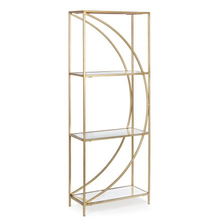 High Steel Bookcase and 3 Glass Shelves Elegant Design - Noralea Viadurini