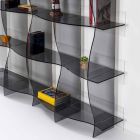 Contemporary carved wall / contemporary bookcase Pam fumé, made in Italy Viadurini
