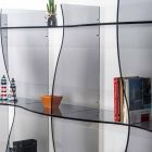 Contemporary carved wall / contemporary bookcase Pam fumé, made in Italy Viadurini