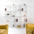 Modern design wall mounted bookcase Pam, transparent finish