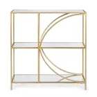 Low Steel Bookcase and 3 Glass Shelves Elegant Design - Noralea Viadurini