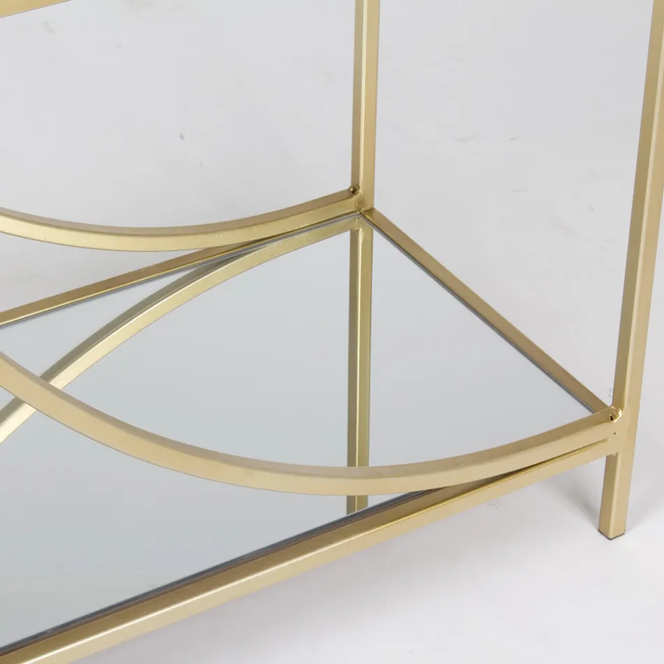 Low Steel Bookcase and 3 Glass Shelves Elegant Design - Noralea Viadurini