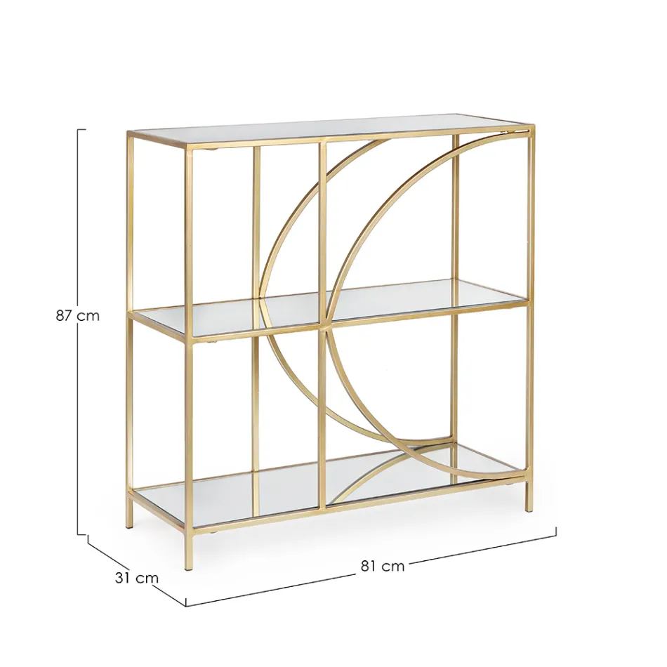 Low Steel Bookcase and 3 Glass Shelves Elegant Design - Noralea Viadurini