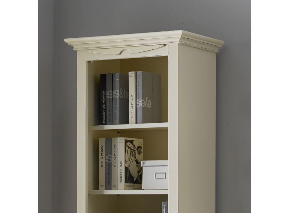Bookcase with 4 Compartments and 1 Door Made of Wood Made in Italy - Lofn Viadurini