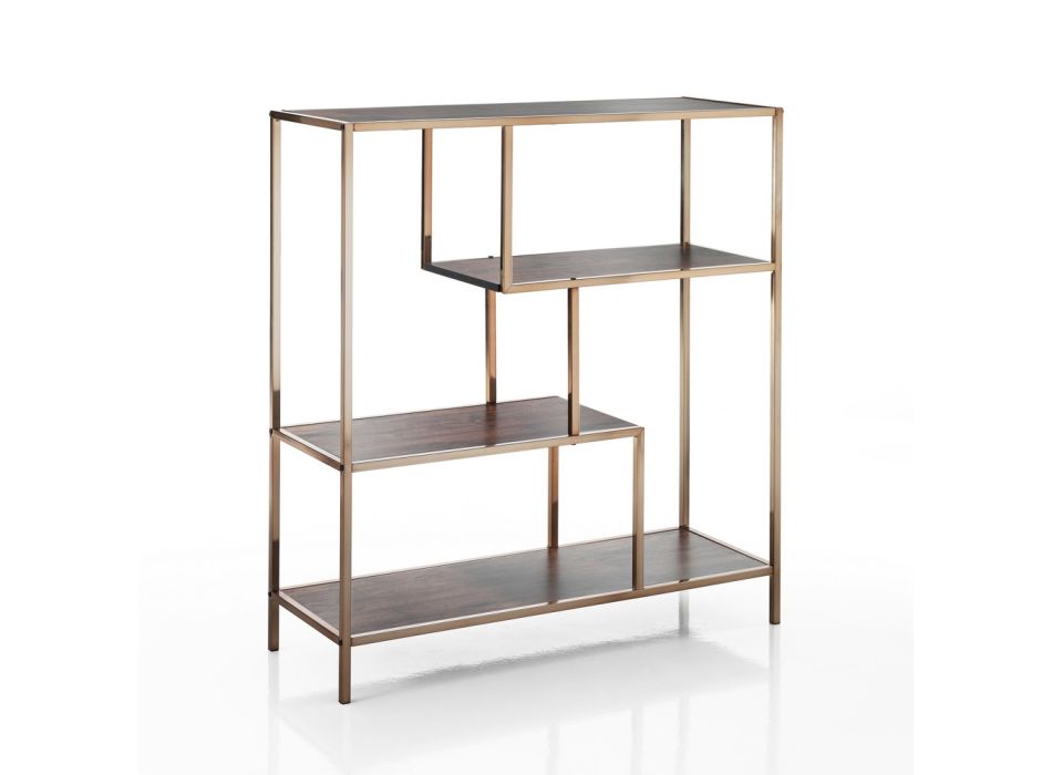 Bookcase with Steel Structure and Wooden Shelves - Duck Viadurini
