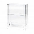 Modern design bookcase Lexa, made of clear methacrylate, 8 mm thick