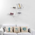 White wall-mounted bookcase Carol, modern design, made in Italy